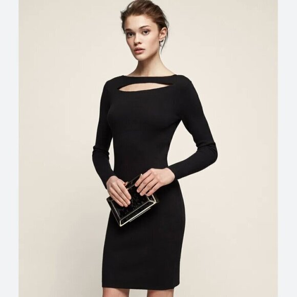 Reiss Dresses & Skirts - Reiss Audrey Cut Away Knit Long Sleeve Dress Black Size 10